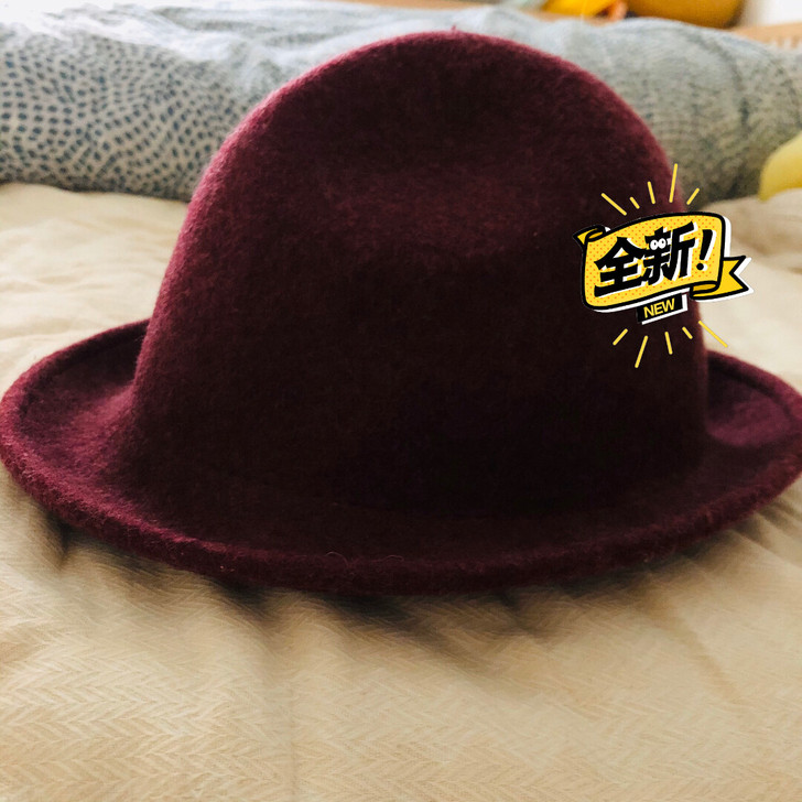 男女秋冬保暖卷边小礼帽 简约英伦复古爵士帽...