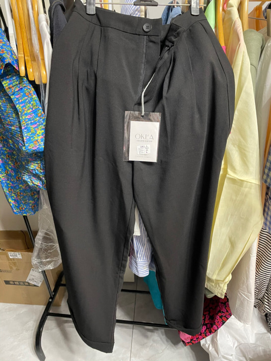 黑色阔腿西裤 全新 L码 裤长100 腰围...
