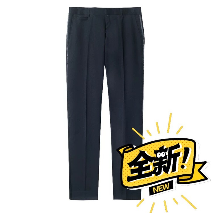 太平鸟春装高端羊毛西裤深蓝色男商务休闲直筒...