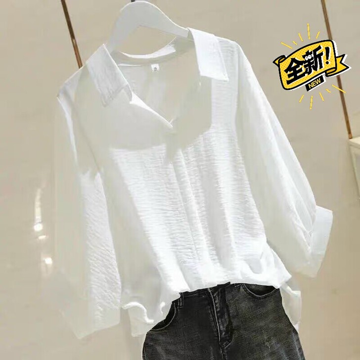 外贸单清仓新款棉麻衬衣女大码白色宽松衬衫2...