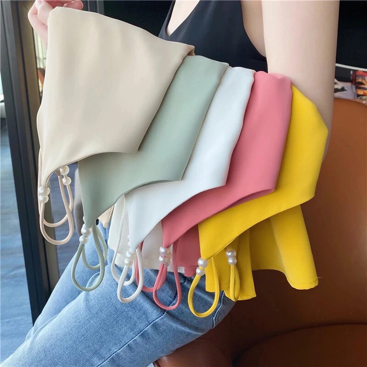 巨亏！秋夏纯色上衣心机性感v领珍珠细带外穿...