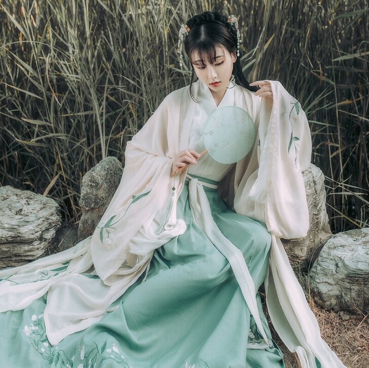 杜若汉服女古风广袖长裙樱花仙女套装学生清新...