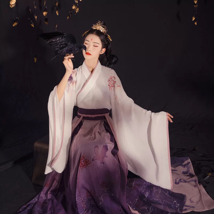 汉尚华莲竹青鸦正品原创改良汉服女大袖交领衫...