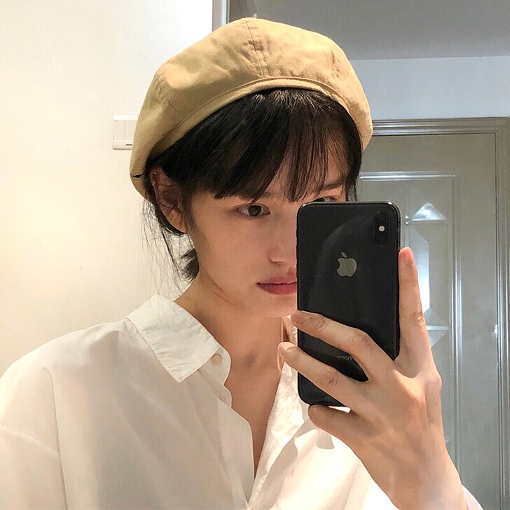 贝雷帽米色显脸小 点头形