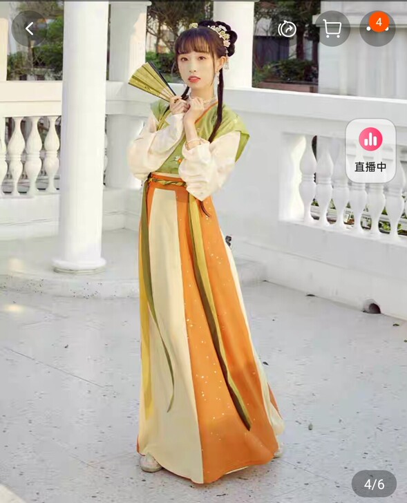 十三余小豆蔻儿[春扇]刺绣唐背子圆领衫破裙...