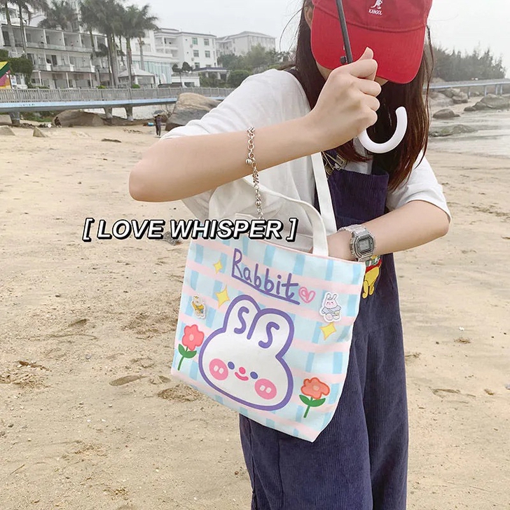 全新包邮ins风少女心日系帆布包卡通单肩学...