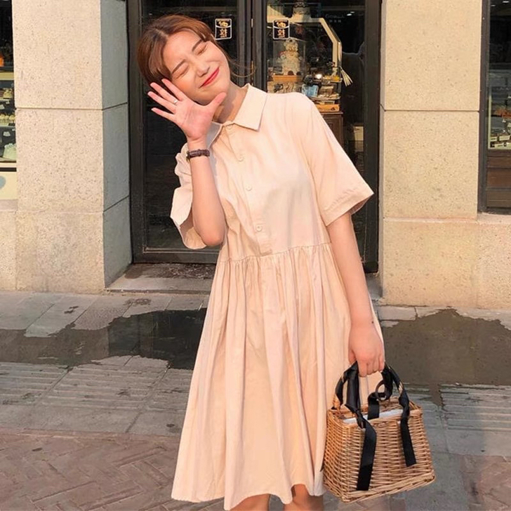 仙女中长款小众连衣裙女夏新款韩版超仙森系翻...