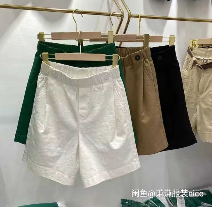 水洗纯棉五分裤女夏薄款短裤2021新款高腰...