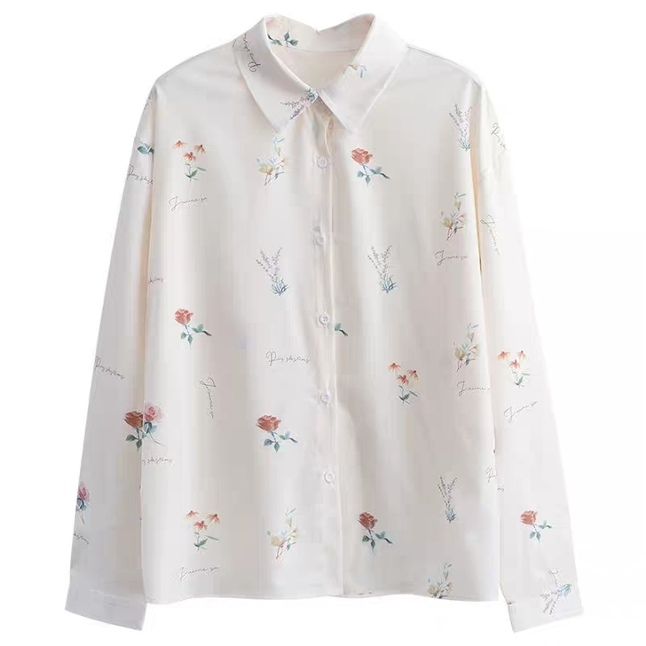 均码雪纺衬衫女长袖小个子甜美宽松打底衫全新...