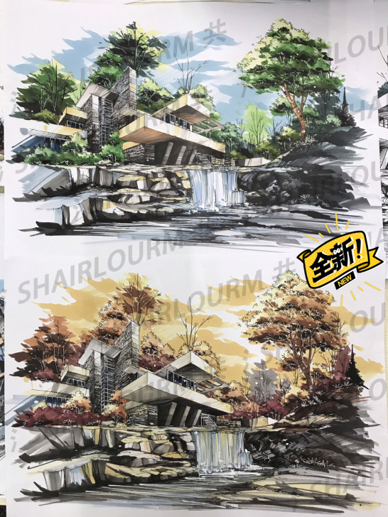 城乡规划 建筑设计 景观设计 马克笔手绘作...