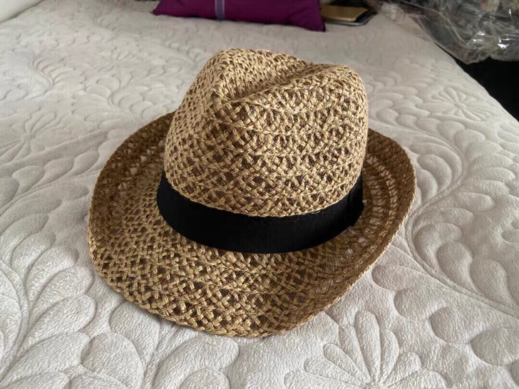 包邮转镂空亚麻小礼帽草帽夏天帽子沙滩遮阳自...