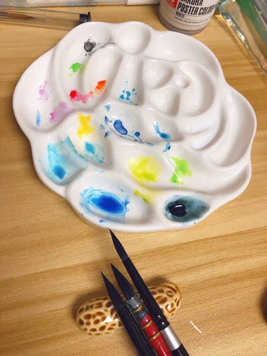 全新包邮玫瑰花陶瓷调色盘