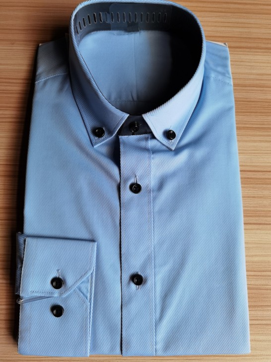 男士衬衣长袖钴蓝色瘦身款修身抗皱职场上班求...