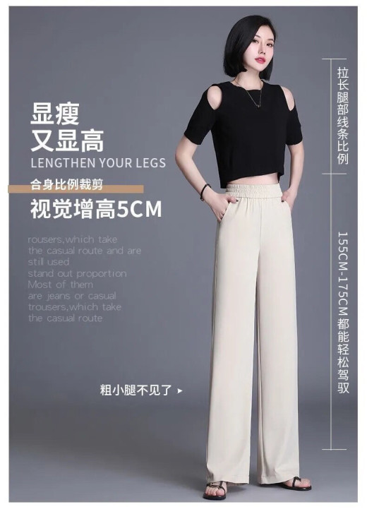 2021夏季新款妈妈清凉垂感阔腿裤薄款中老...