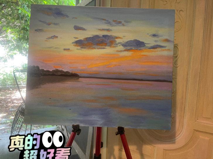 超爱的夕阳，自画油画，有没有同频道的