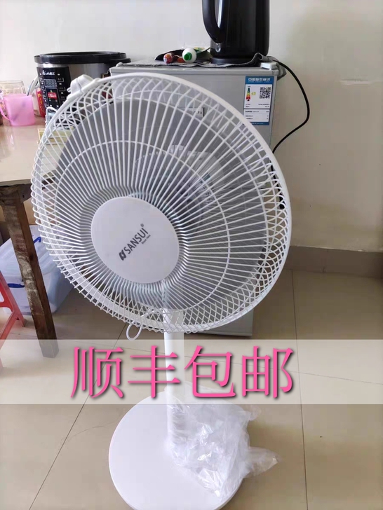 实体店生意难做，剩余5台白色家用落地扇电风...