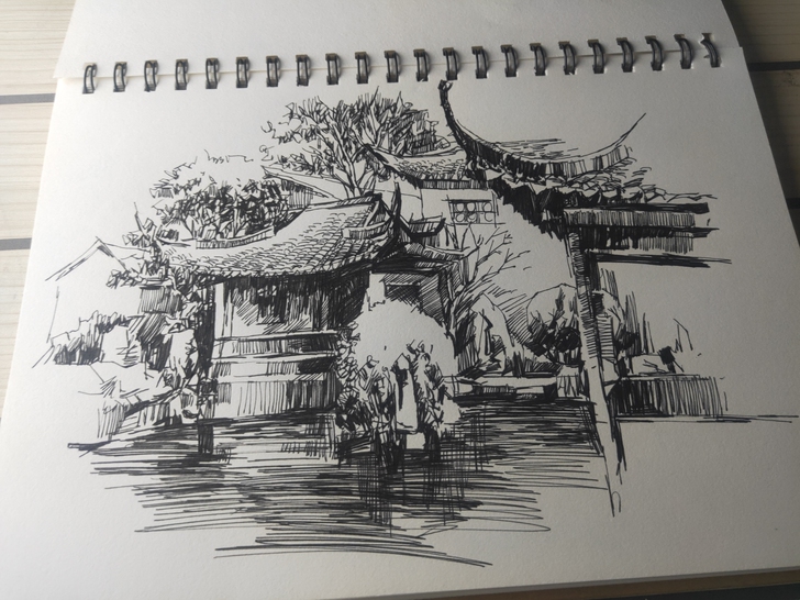 建筑速写 风景速写 欢迎来图定制 ...