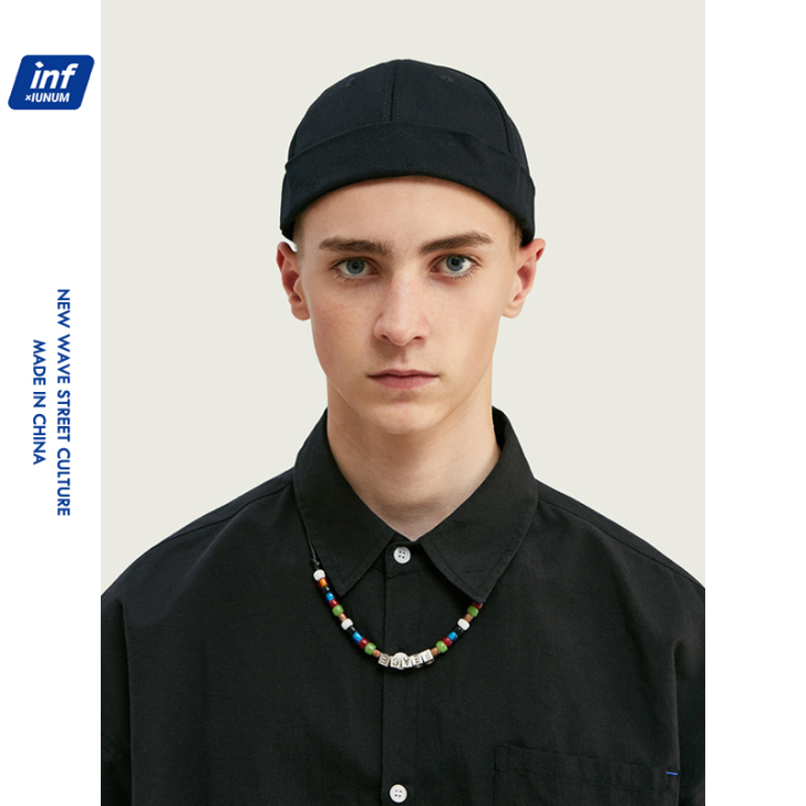 潮牌帽子街头男士无檐雅痞帽瓜皮帽复古海军水...