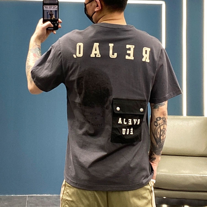 店铺到期！冰丝个性半袖体恤衫男口袋百搭字母...