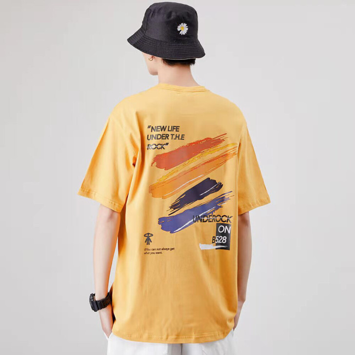 618夏季印花短袖T恤男士潮牌圆领半截袖宽...