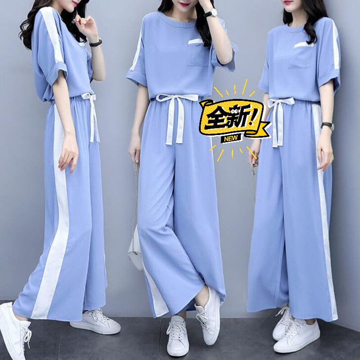 【包邮】加大码女装装休闲运动套装女夏季宽松...