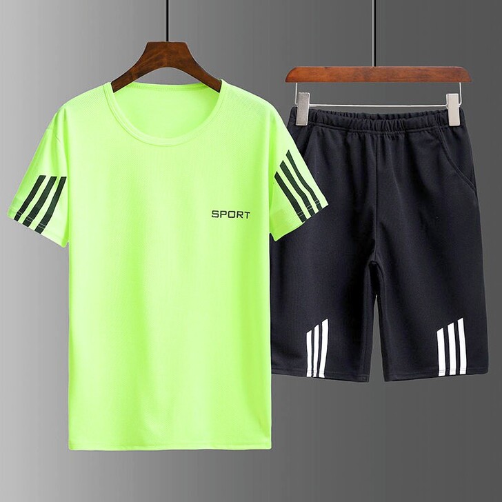 短袖运动套装男夏季透气冰丝速干跑步短袖短裤...