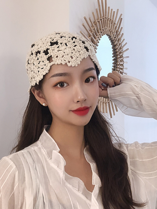 帽子女夏天韩版线编薄款镂空透气针织帽潮毛线...