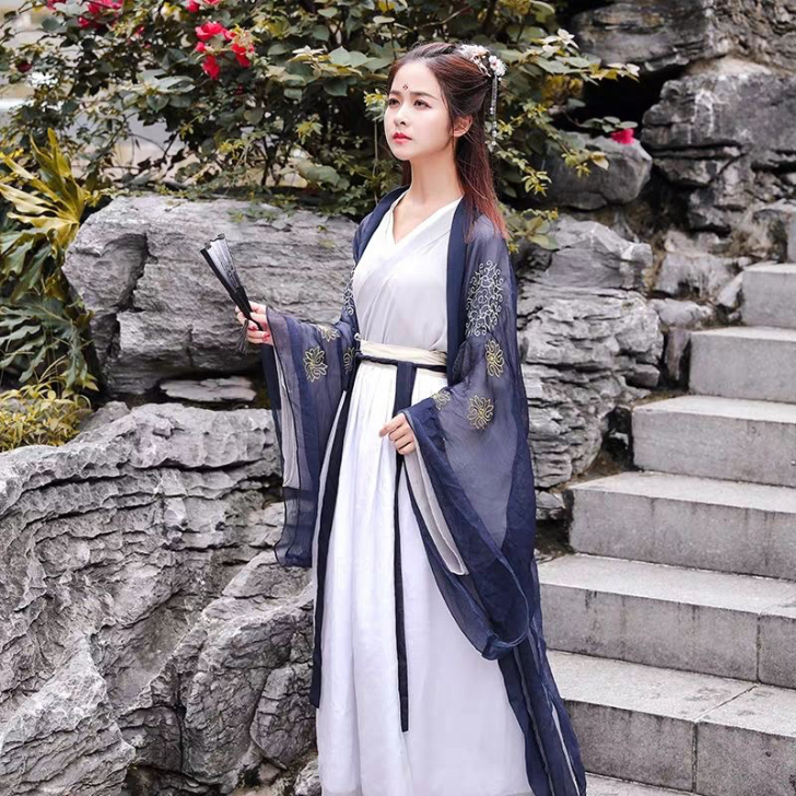 古装服魏晋风男女交领九之歌刺绣传统汉服女大...