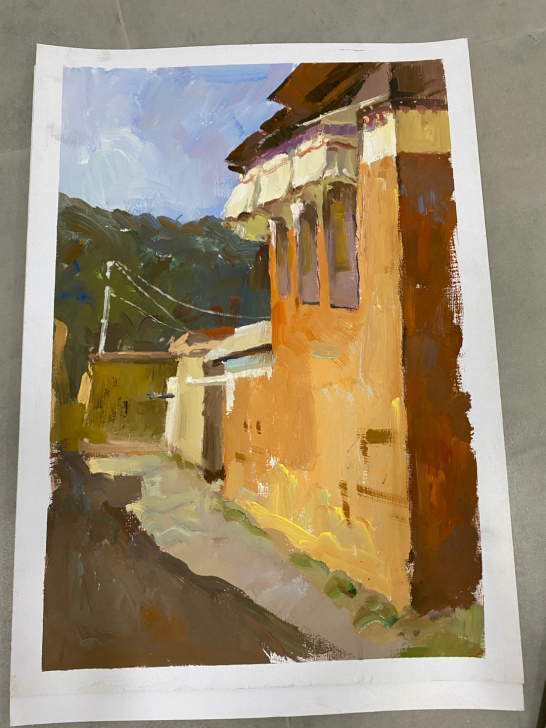 4开水粉画色彩风景画成品