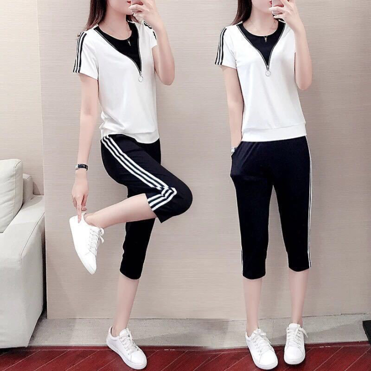 【618活动价】短袖七分裤运动套装女新款2...