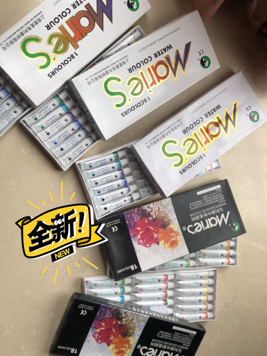 马利水粉颜料18色2盒水彩颜料18色3盒，...