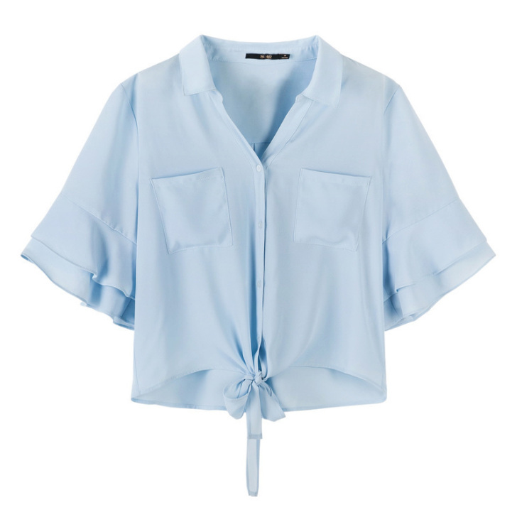 森马短袖衬衫女2018夏季新款宽松短款衬衣...