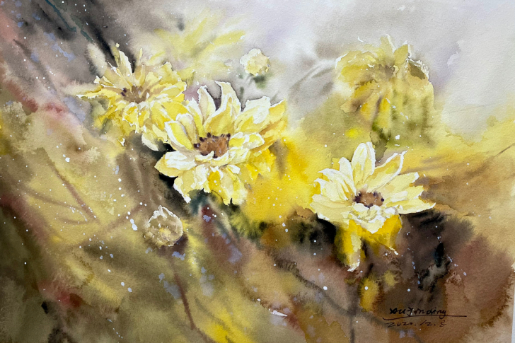 纯手绘水彩画,四开