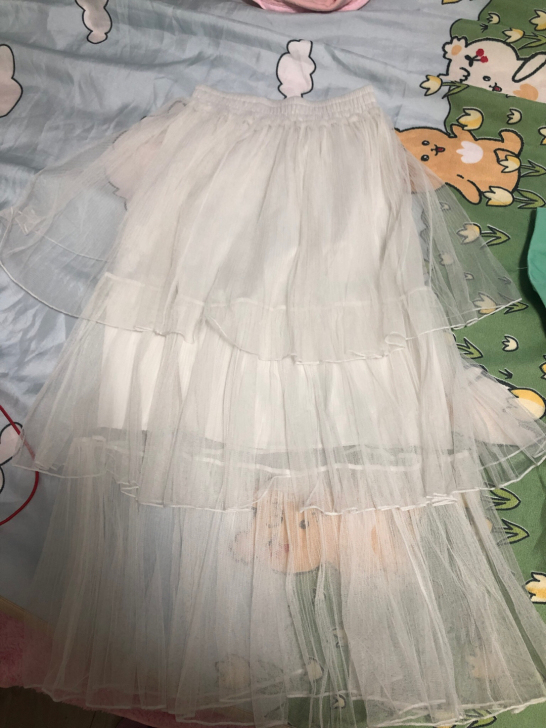 白色仙女半身长裙，欧根纱