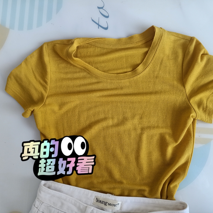 姜黄色冰丝t恤