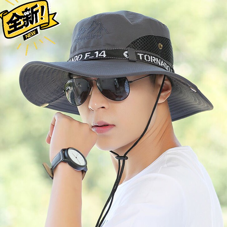 钓鱼帽男遮阳帽防晒帽户外渔夫帽太阳帽骑士帽...