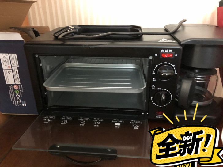 全新烤炉，煎锅，咖啡一体早餐机，可以烤面包...