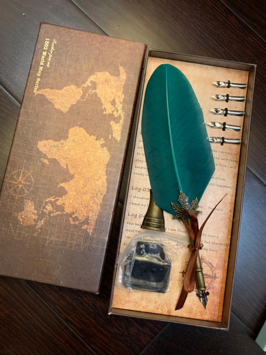 p1欧式复古英伦羽毛笔钢笔礼盒带墨水学生用...