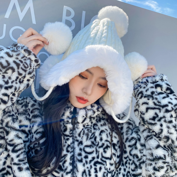 帽子女韩版百搭甜美可爱保暖护耳秋冬季时尚毛...
