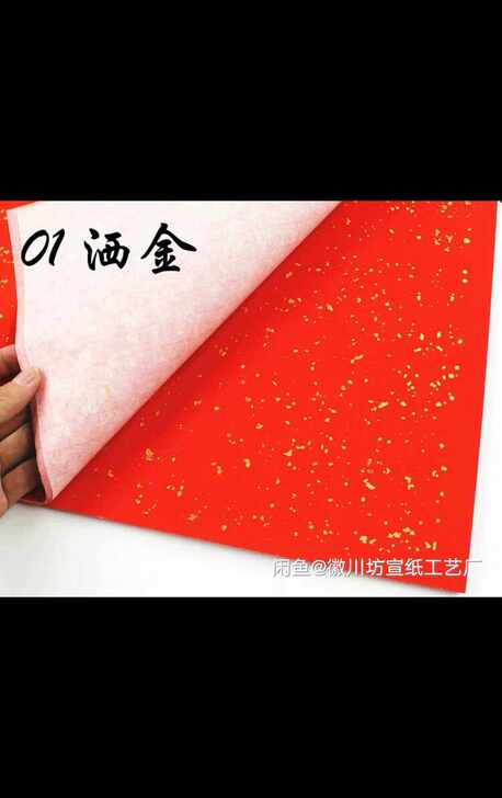 四尺六尺加厚万年红洒金描龙宣纸半生半熟书法...