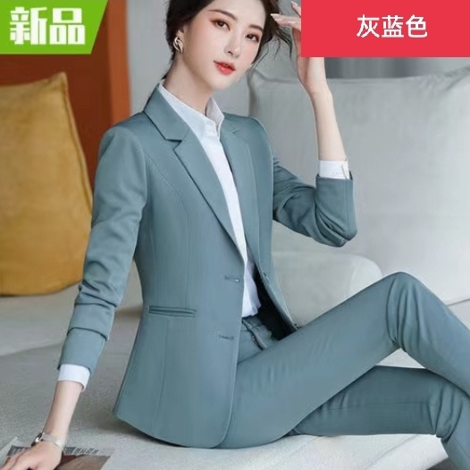 职业套装女春秋季新款大学生面试正装灰色西装...