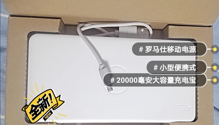 处理全新罗马仕PB20移动电源20000毫...