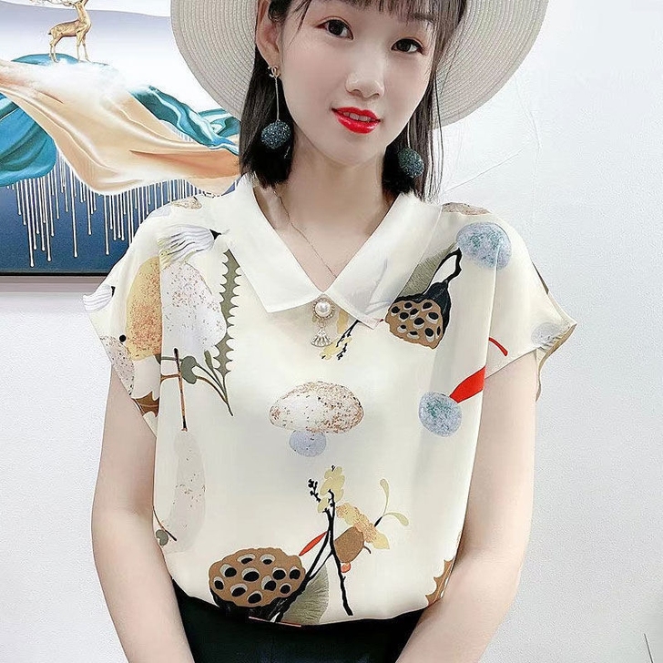 全新 2021夏季新款洋气软欧根纱娃娃领高...