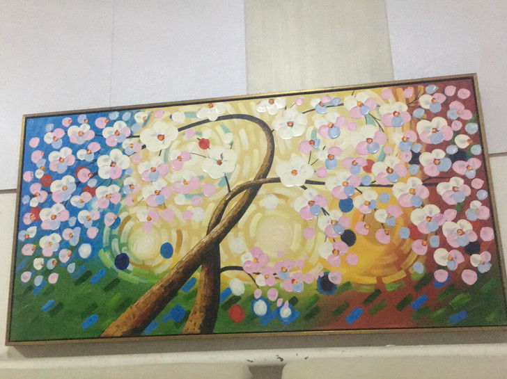 油画一幅,纯手工作品,愿买家招财进宝,一挂...