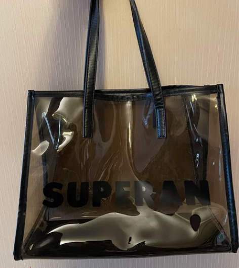 包包大容量女士单肩包百搭果冻透明包 黑色