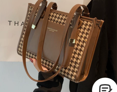 高级感格纹手提包大容量包包女百搭托特包20...