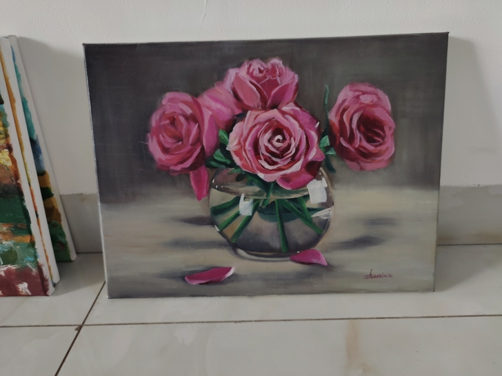 装饰油画，照片临摹作品，大小30##amp...