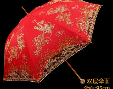 婚伞中国风结婚红伞出嫁中式红色伞新娘出门伞...