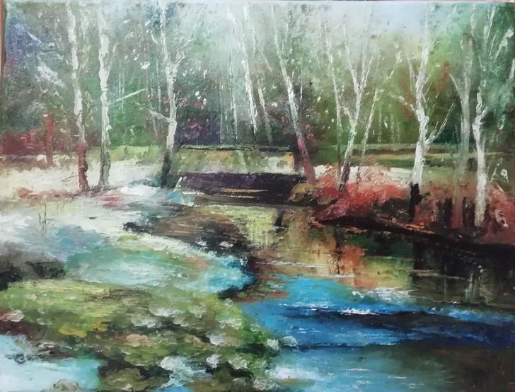 油画  纯手绘油画 【晨光】30*40  ...