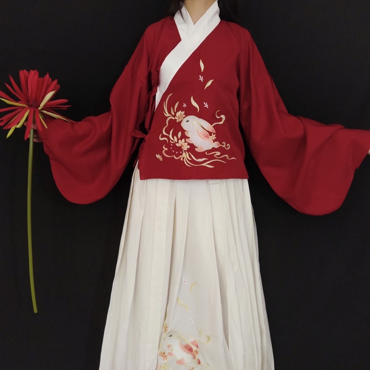 白菜汉服女明制袄裙交领琵琶袖春秋学生古装有...